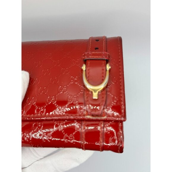Gucci Red Patent Leather GG Nice Monogram Wallet with  COA - Picture 6 of 16